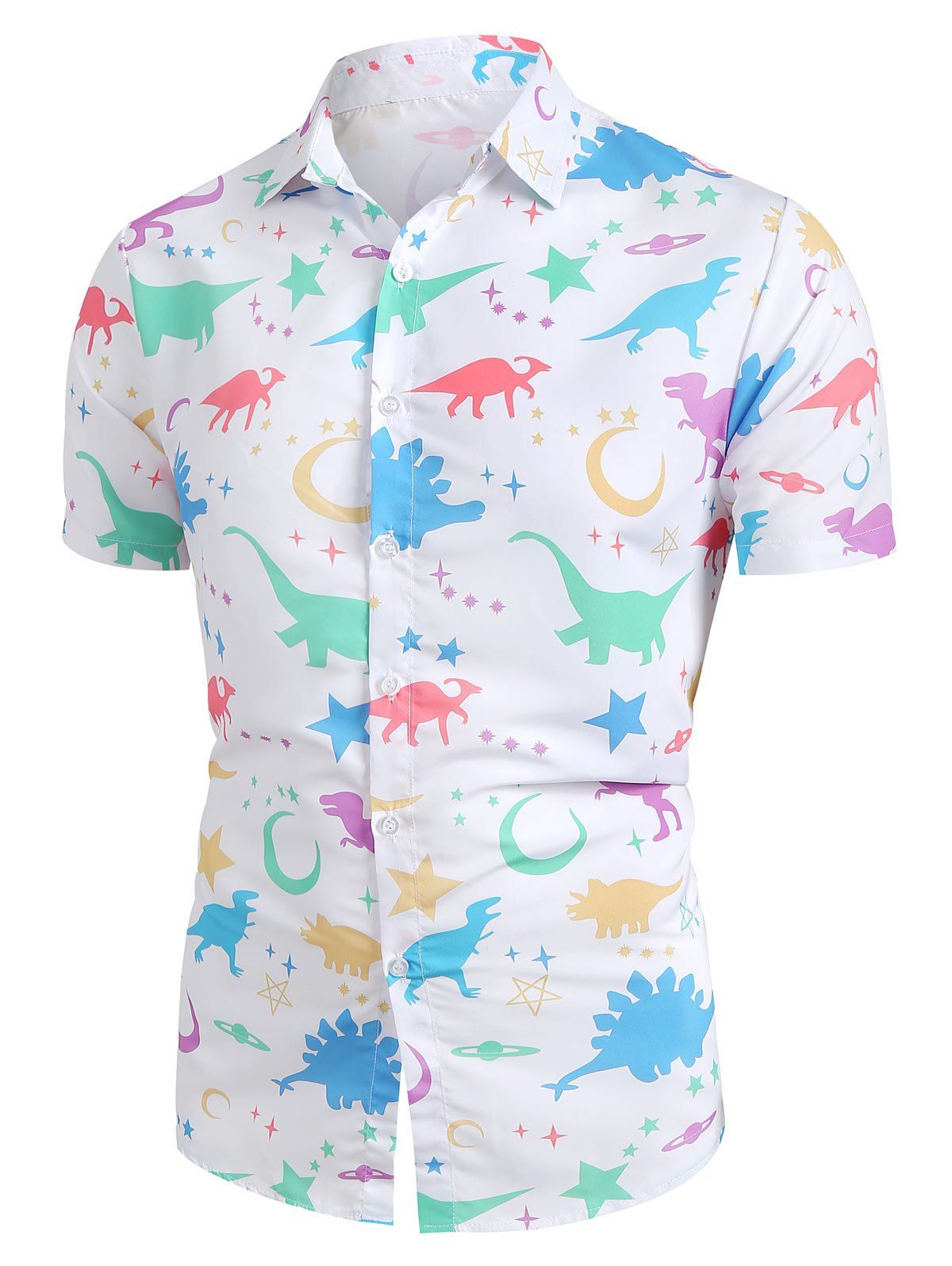 47 Off Dinosaur Star Print Button Up Shirt Rosegal