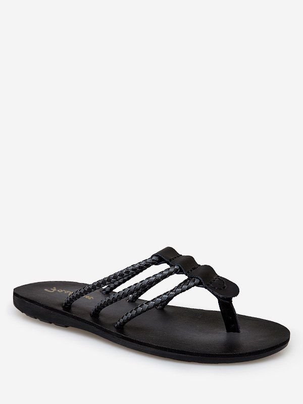 

Braided Casual Flip Flops, Black