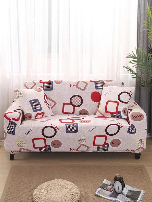 36 Off Love Geometric Print Sofa Cover Rosegal Love Geometric Print Sofa Cover Two Seats