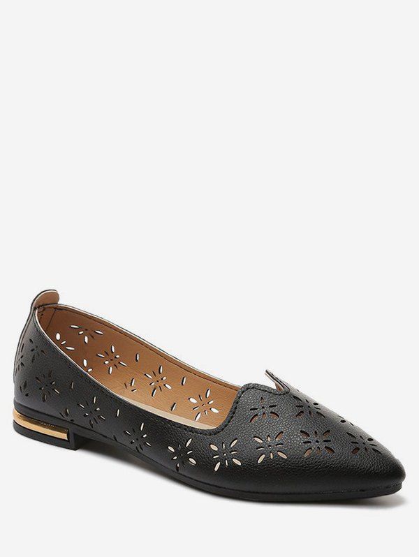 

Hollow Out Pointed Toe Flats, Black