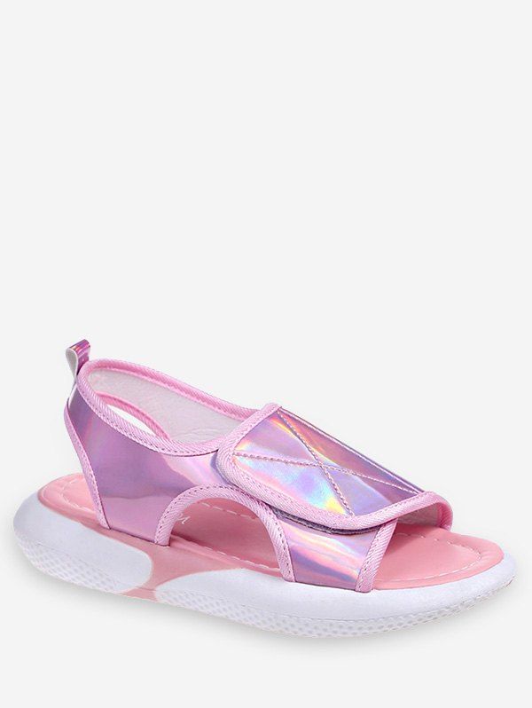 

Holographic Hook Loop Sandals, Hot pink