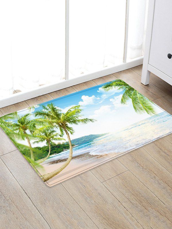 

Coconut Palm Beach Design Floor Mat, Natural white