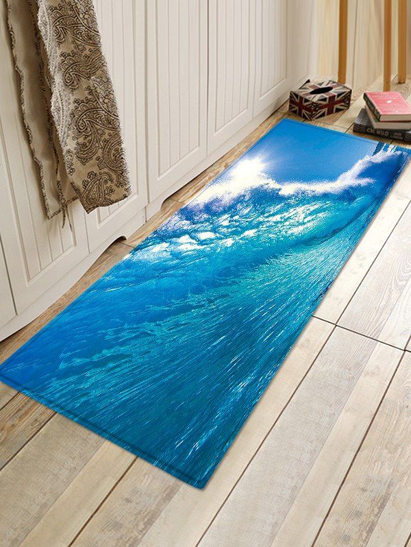 

Sea Wave Design Floor Mat, Blue ivy