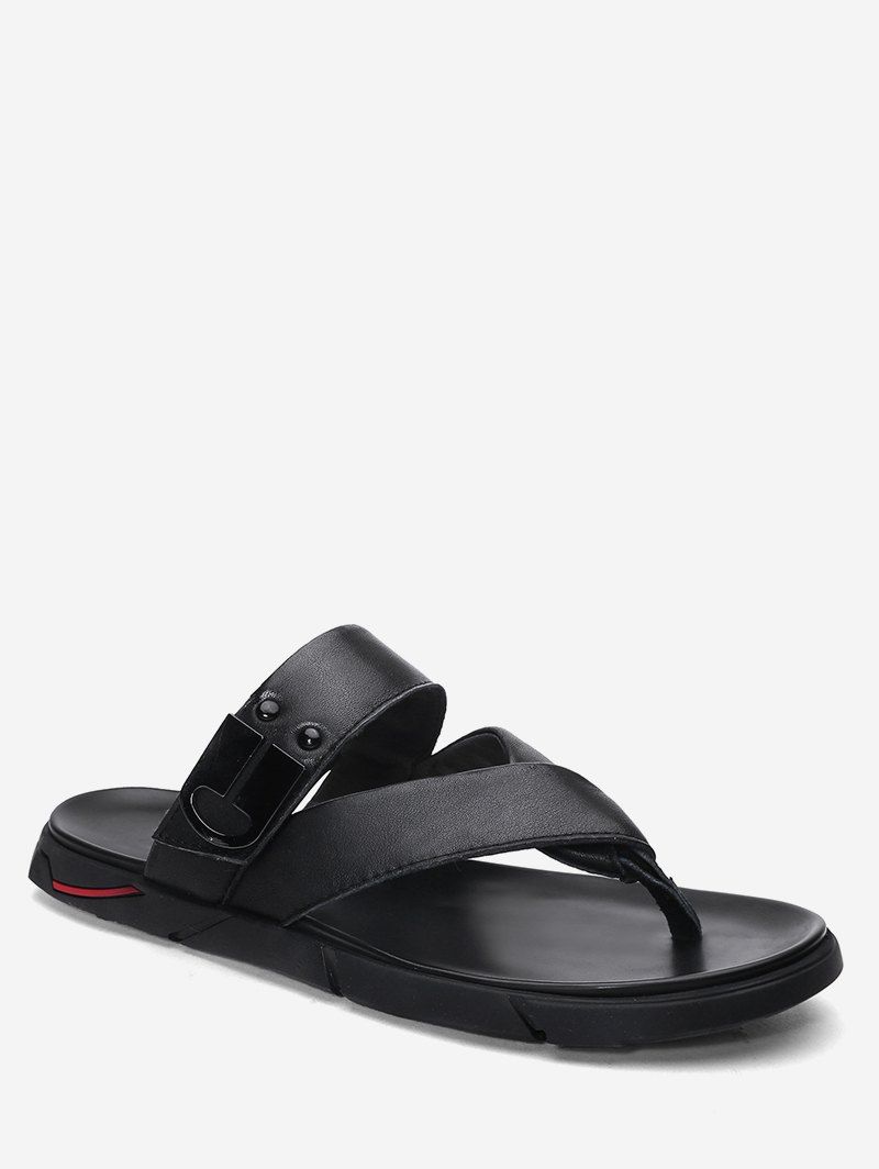 

Metal Detail Casual Flip Flops, Black