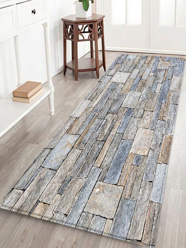 

Stone Brick Wall Grain Design Floor Mat, Battleship gray