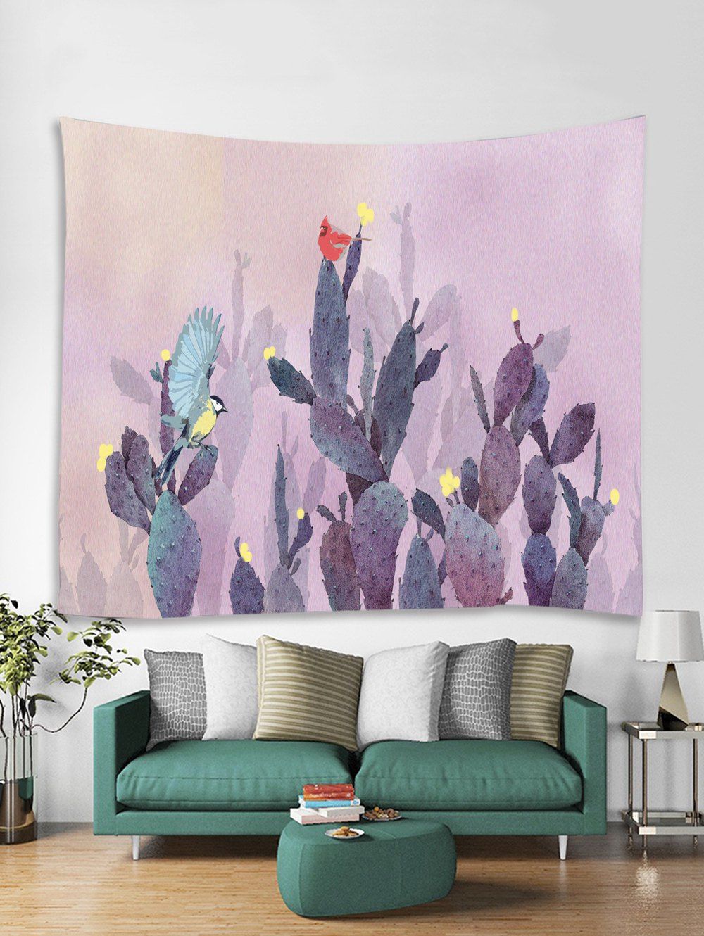 

Cactus Print Art Decoration Wall Tapestry, Mauve