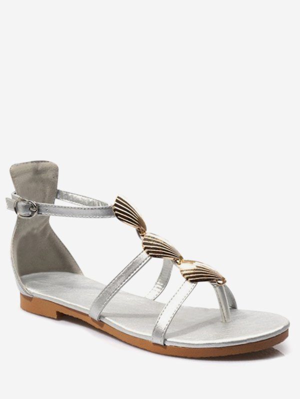 

Shell Decor Thong Sandals, Silver