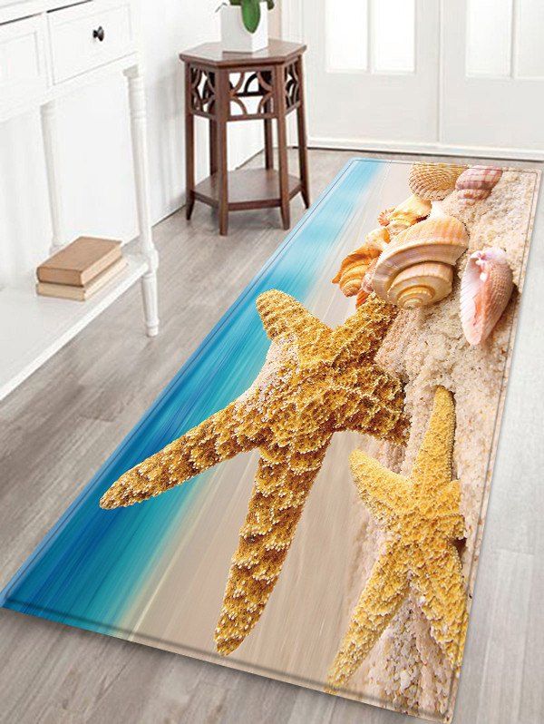 

Beach Starfish Conch Design Floor Mat, Blanched almond