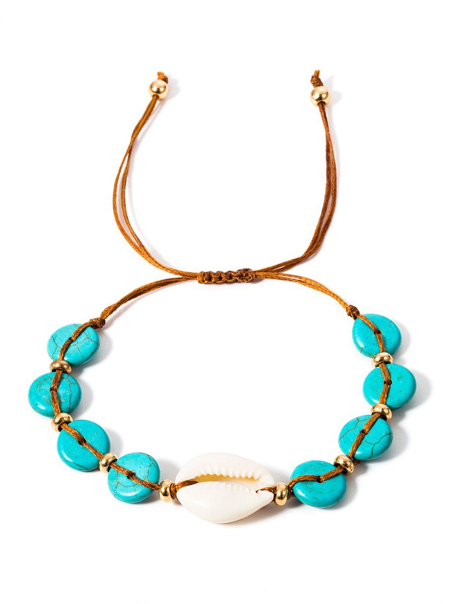 Turquoise Shell Rope Bracelet, Medium turquoise