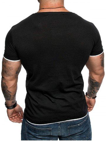 

Short Sleeve Contrast Hem T-shirt, Black