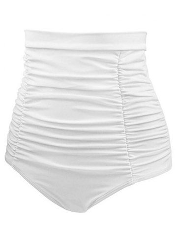 

Solid Color Ruched Swim Bottoms, White