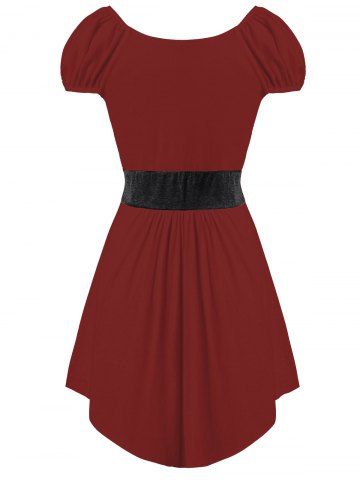 

Plus Size Sweetheart Neck Bowknot T Shirt, Red wine