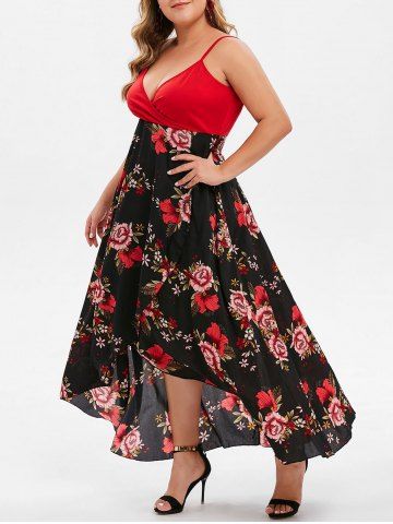 [43% OFF] Plus Size Semi Cocktail Lace Insert Swing Dress | Rosegal