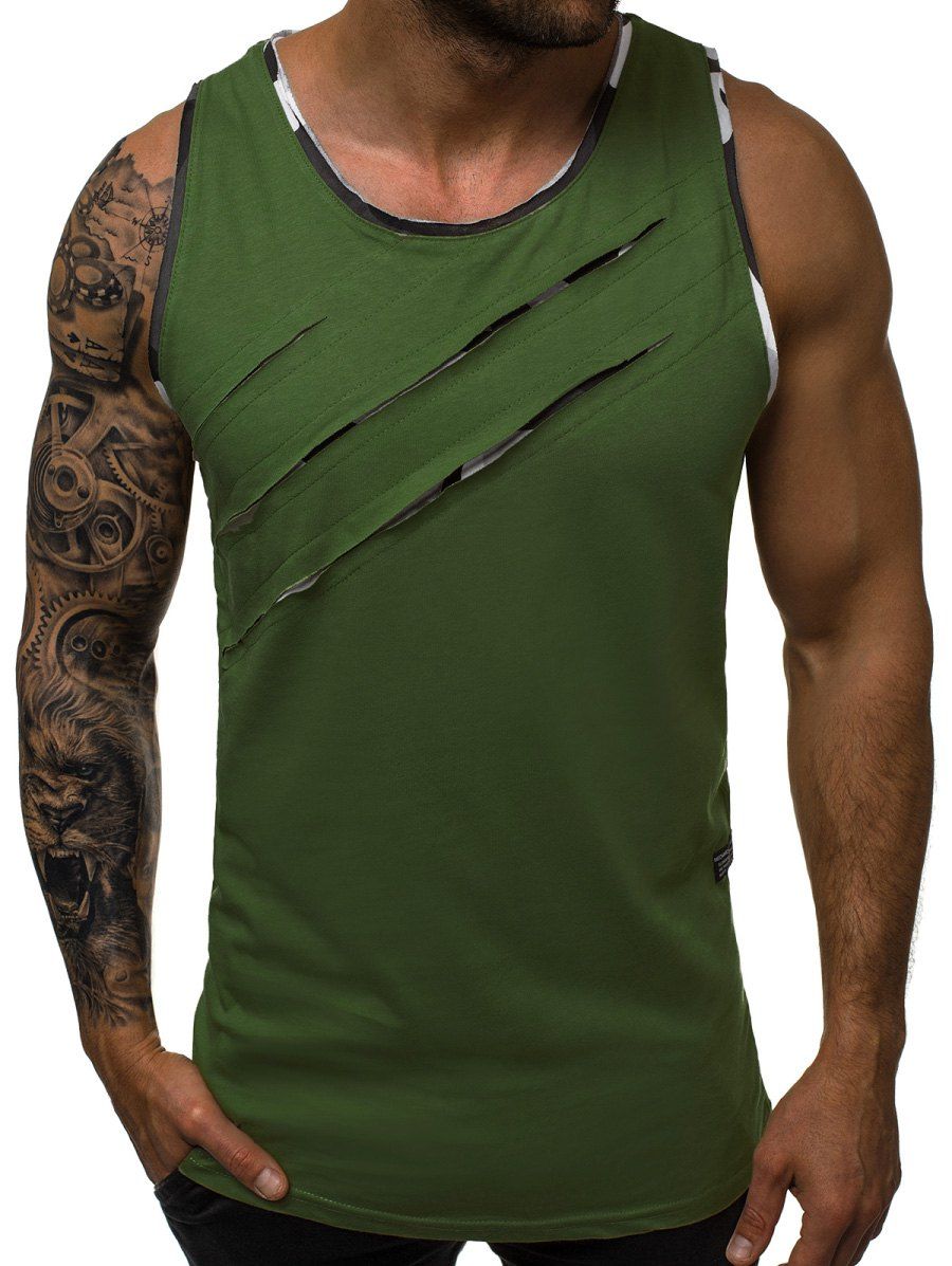 

Scratches Patch Tank Top, Army green