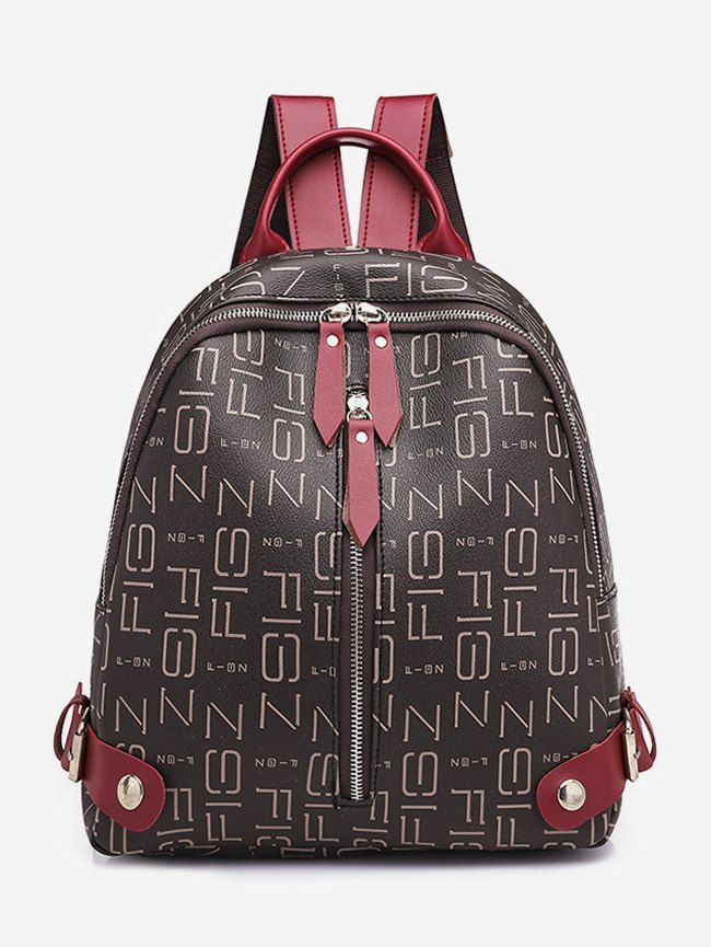 

Casual Printed Waterproof Backpack, Black