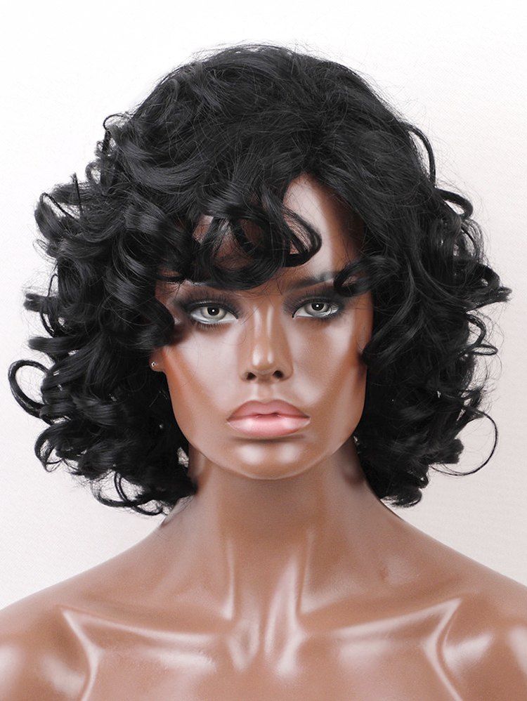 

Loose Wave Side Bang Medium Synthetic Wig, Black