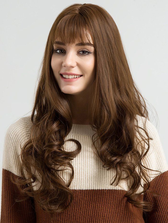 

Long See-through Bang Body Wave Synthetic Wig, Blood red