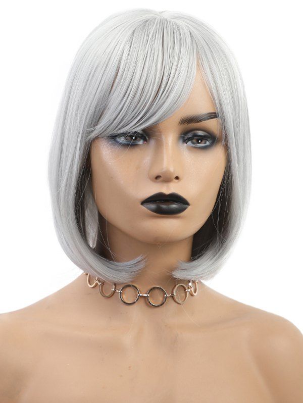 

Side Bang Bob Straight Medium Synthetic Wig, Platinum
