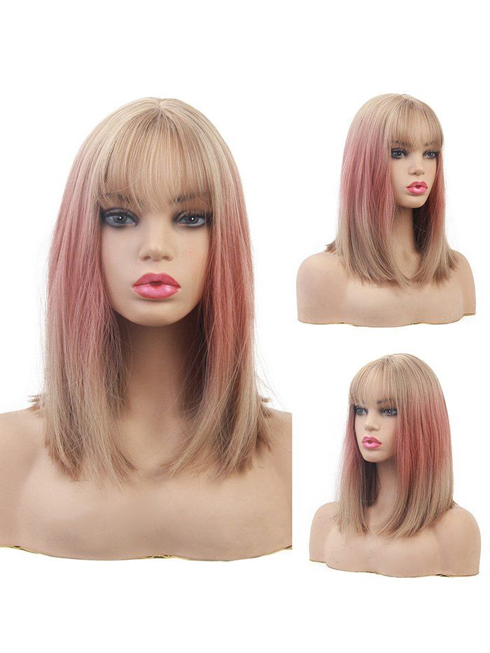 

Gradient Medium Straight See-through Bang Synthetic Wig, Multi