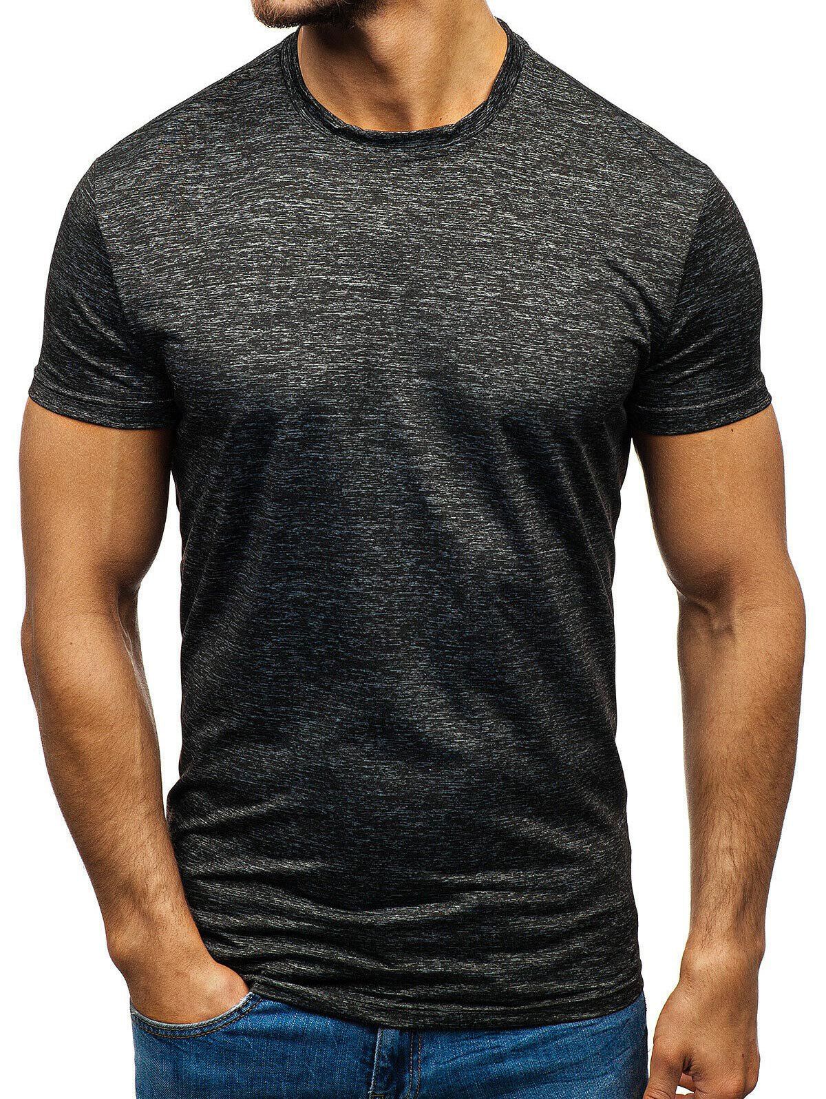 

Space Dye Crew Neck T Shirt, Black