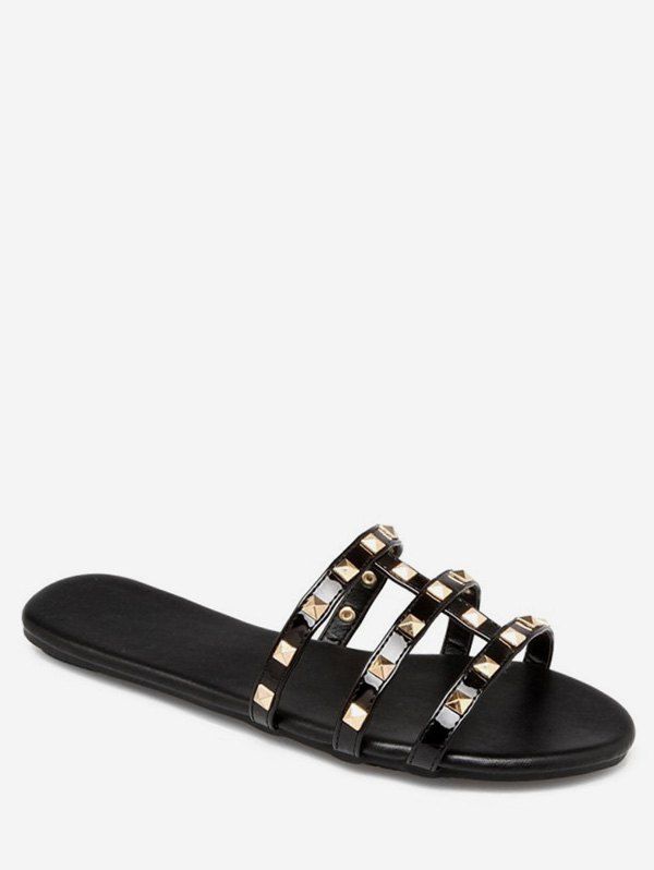 

Rivet Strap Flat Slides, Black