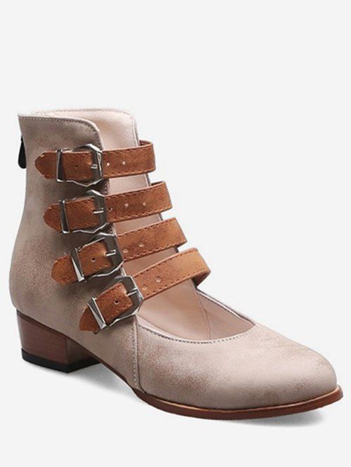 

Buckle Strap High Top Shoes, Beige