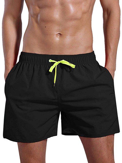 

Neon Drawstring Quick Dry Shorts, Black