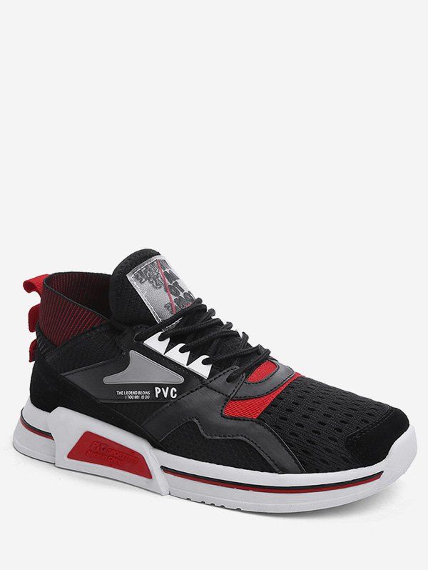 

Color Block Mid Top Breathable Sneakers, Red