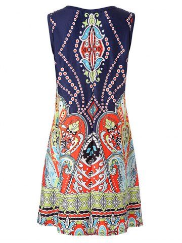 

Printed Knee Length Tank Dress, Multi-b