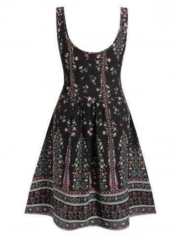 

Plus Size Lace Up Floral Dress With Off Shoulder Blouse Twinset, Black