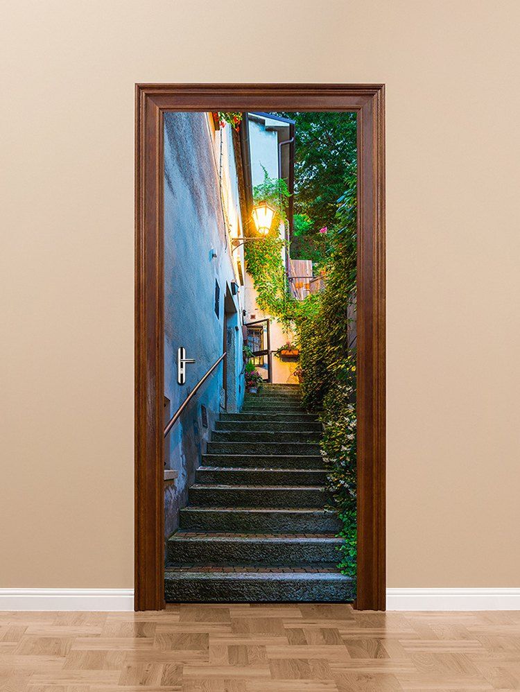 

Town House Stairs Print Door Art Stickers, Multi