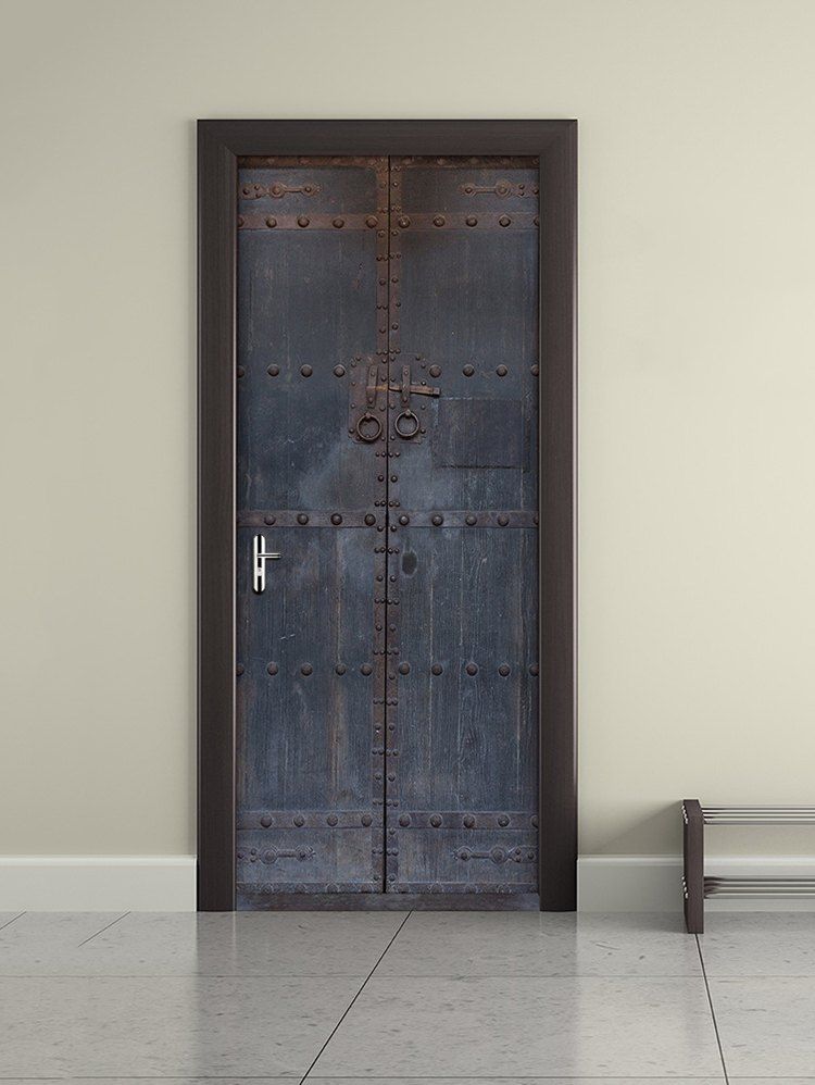 

Old Wooden Door Print Door Art Stickers, Multi