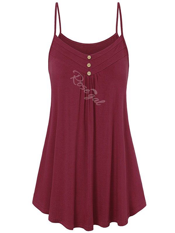 

Plus Size Button Tunic, Red