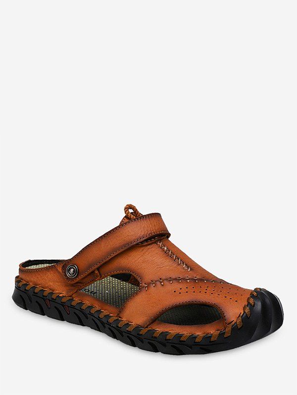 

Sewing Closed Toe Cutout Sandals, Brown