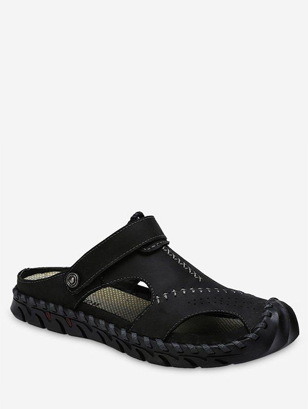 

Sewing Closed Toe Cutout Sandals, Black