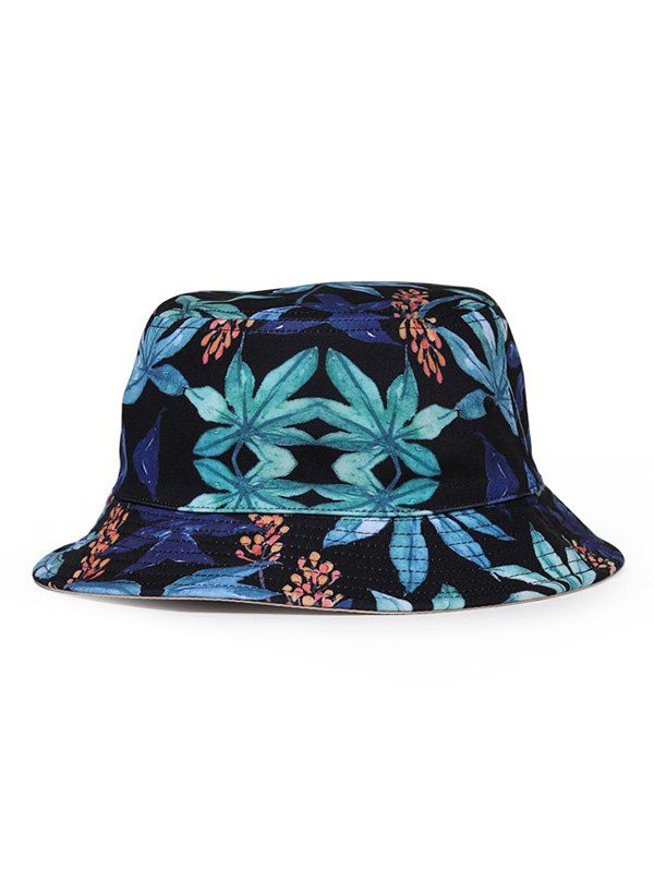 

Double Faced Printed Leaf Bucket Hat, Green