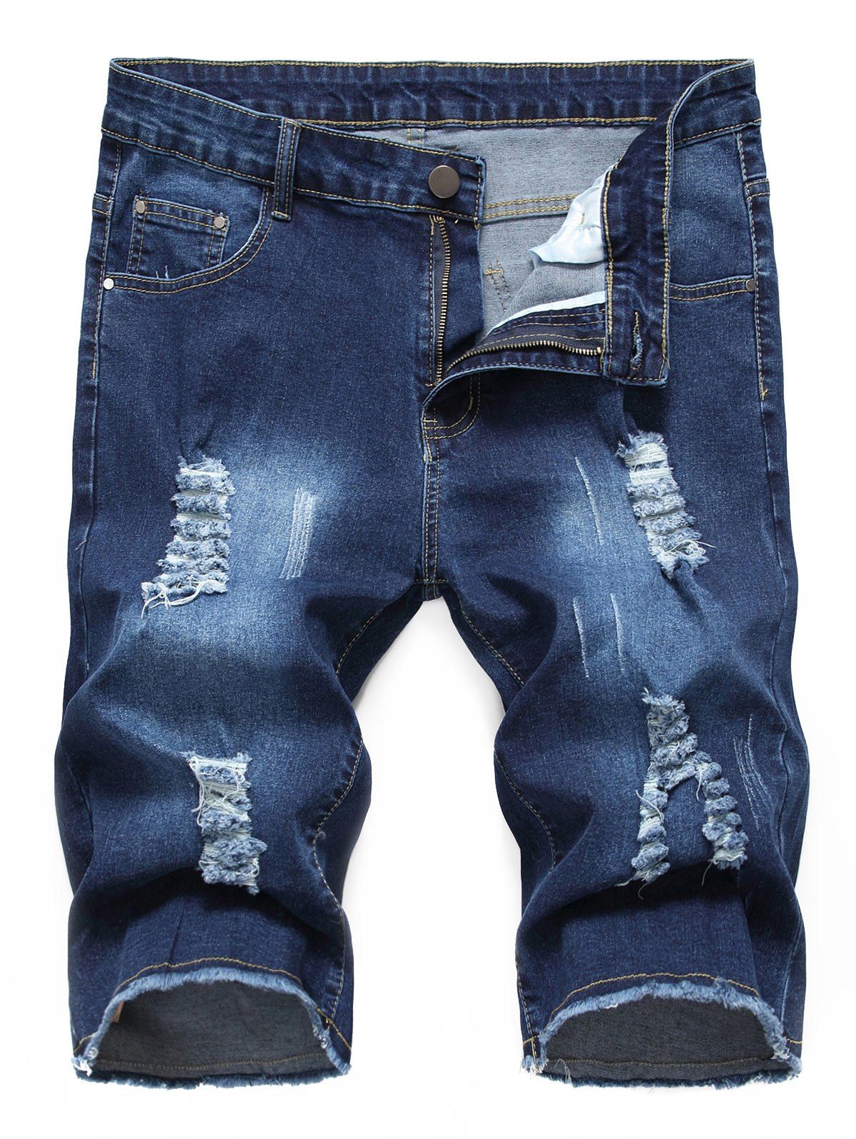 

Casual Style Ripped Jeans Shorts, Blue