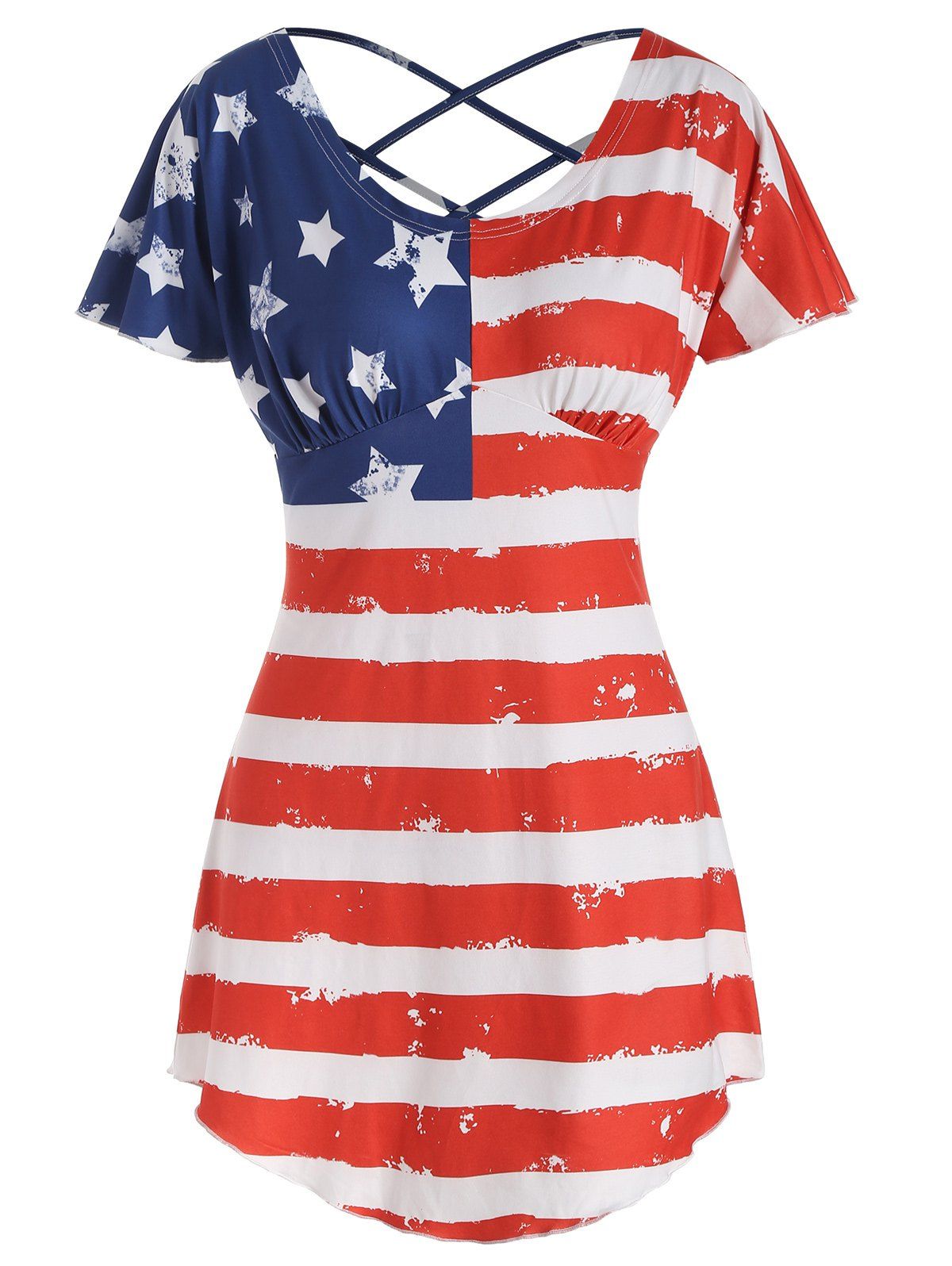 

American Flag Butterfly Sleeve T-shirt, Multi