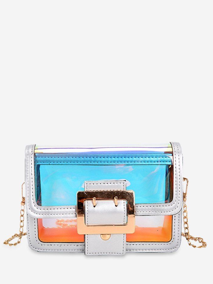 

Transparent Holographic Square Crossbody Bag, Multi