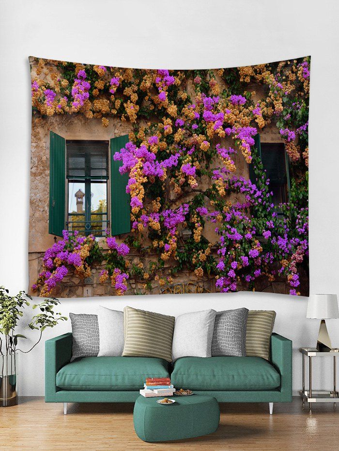 

Window Flower Wall 3D Print Wall Tapestry, Dark carnation pink