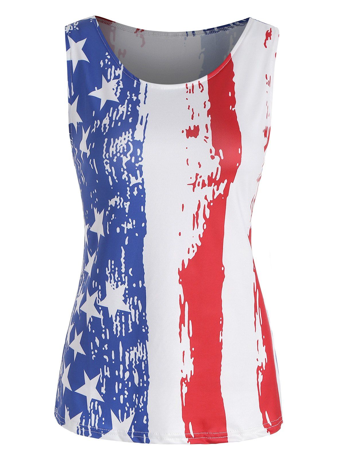 

Racerback American Flag Causual Tank Top, Multi