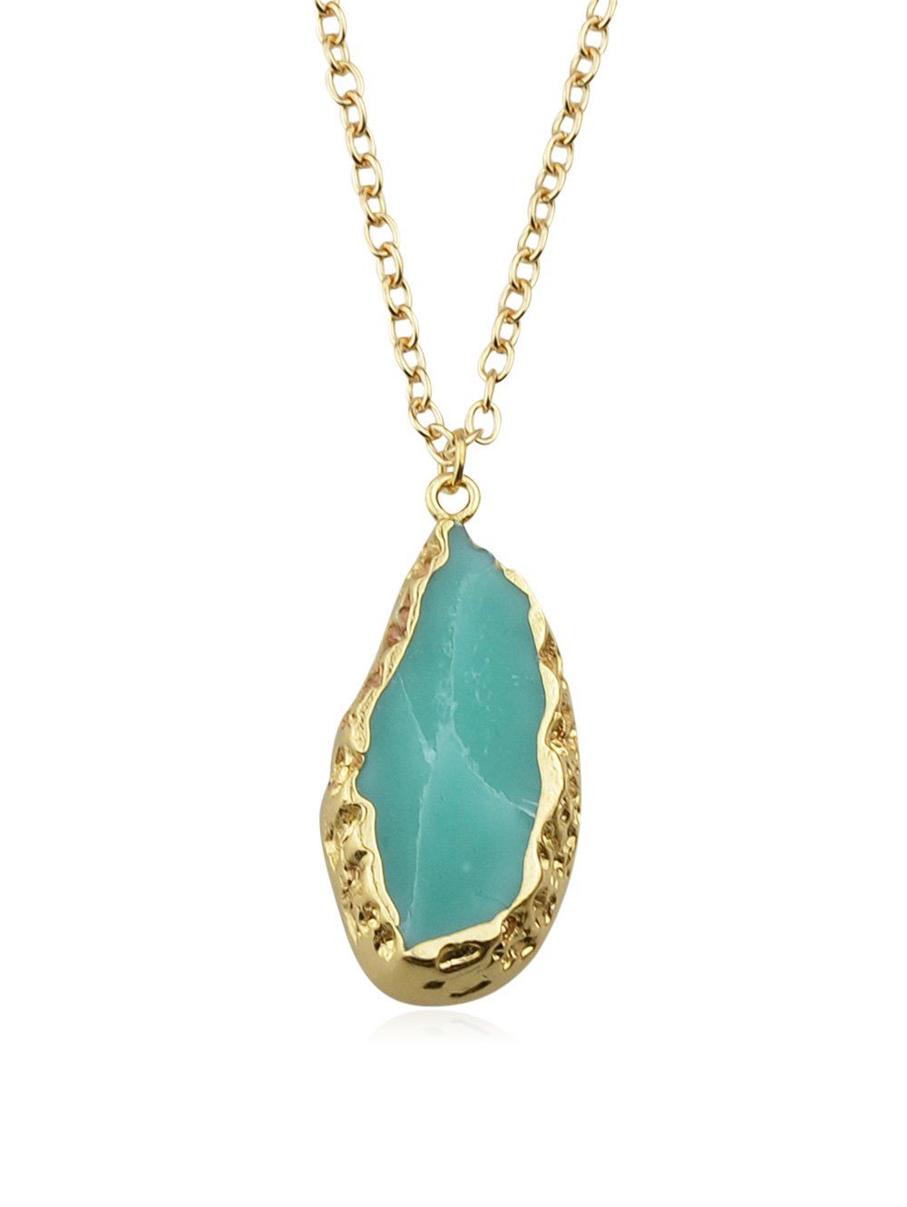 

Green Natural Stone Necklace, Macaw blue green