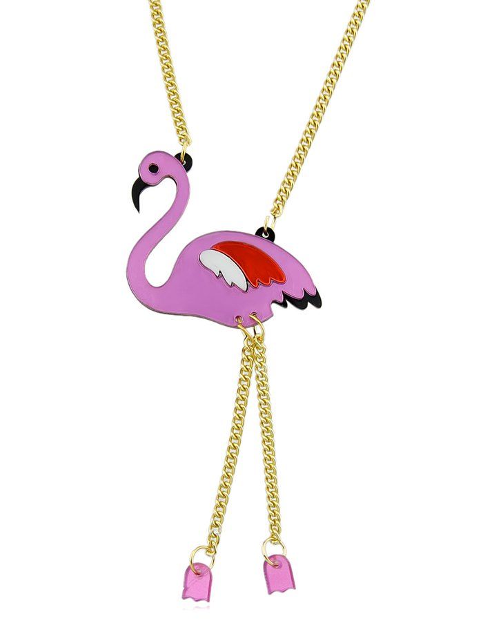 

Flamingo Chain Necklace, Rose red