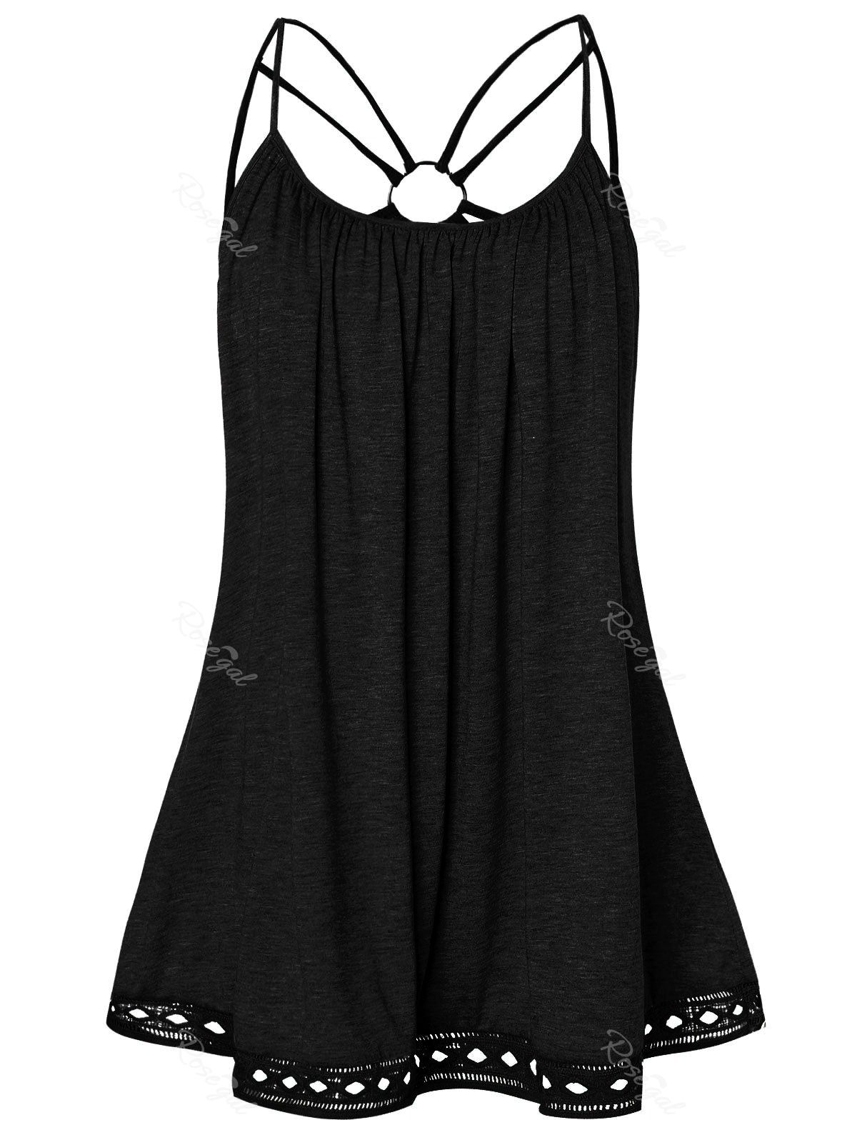 

O Ring Strappy Plus Size Tank Top, Black