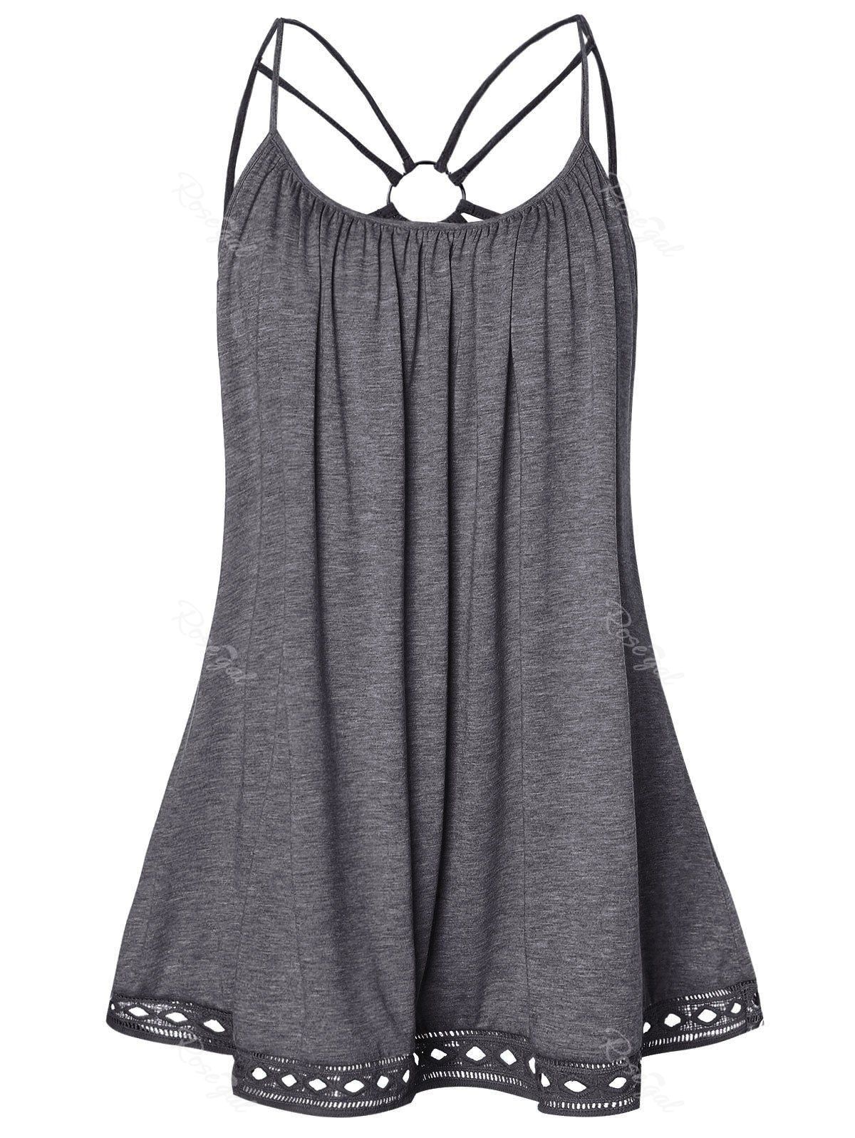 

O Ring Strappy Plus Size Tank Top, Dark gray