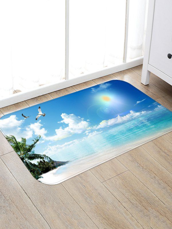 

Sea Gull Sunshine Pattern Design Floor Mat, Sky blue