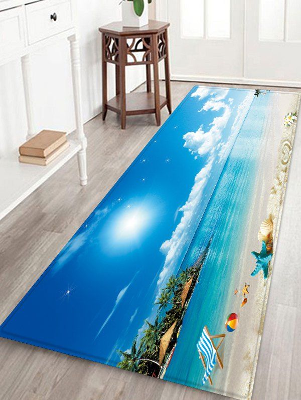 

Sunshine Beach Sky Starfish Pattern Floor Mat, Ocean blue