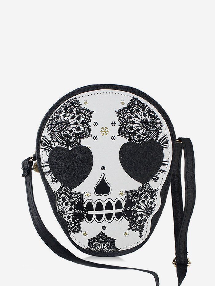 

Skull Print Stylish Shoulder Bag, Black