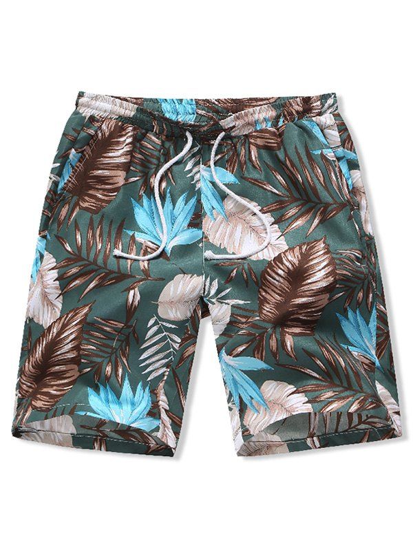 

Leaves Print Board Shorts, Multi-b