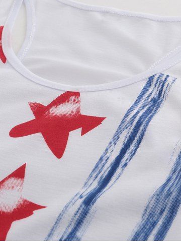 

Casual American Flag Print Tank Top, White